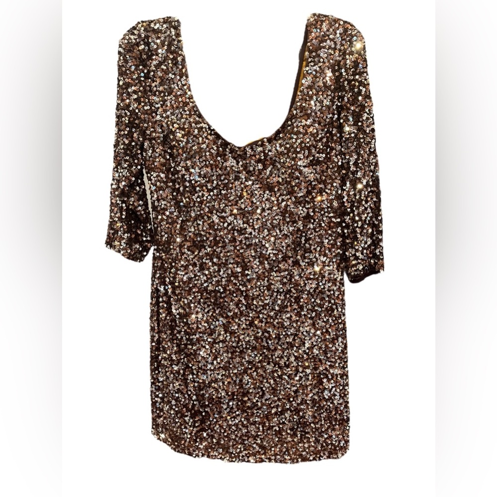 Scala Brown Tone Sequin Dress NWT Size 16 - Homecoming, Formal, Holiday